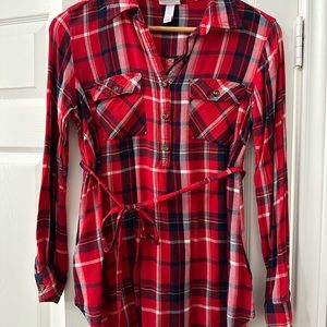 Plaid maternity top